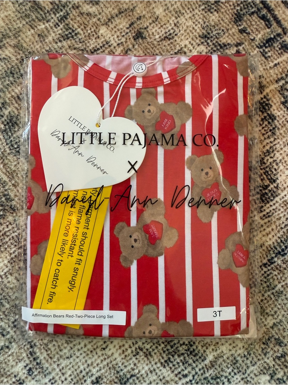 x Darnell Ann Denner Red Teddy Bear Kids Pajama Set